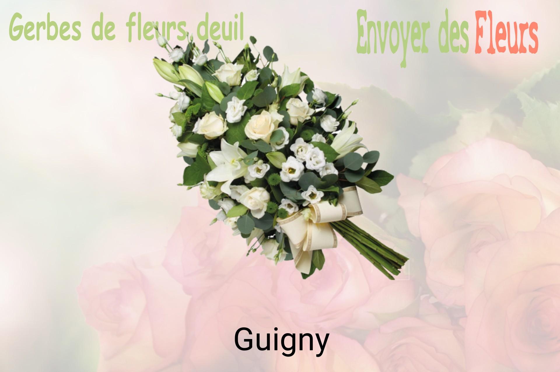 Gerbe de fleurs de deuil livrée à Guigny